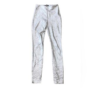 Zara distressed suede metallic leggings size Xs